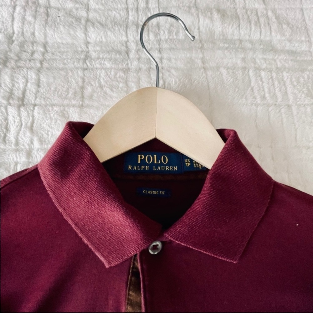Polo by Ralph Lauren Men’s XS Classic Fit Heathered Burgundy Long Sleeve Polo - Picture 2 of 2